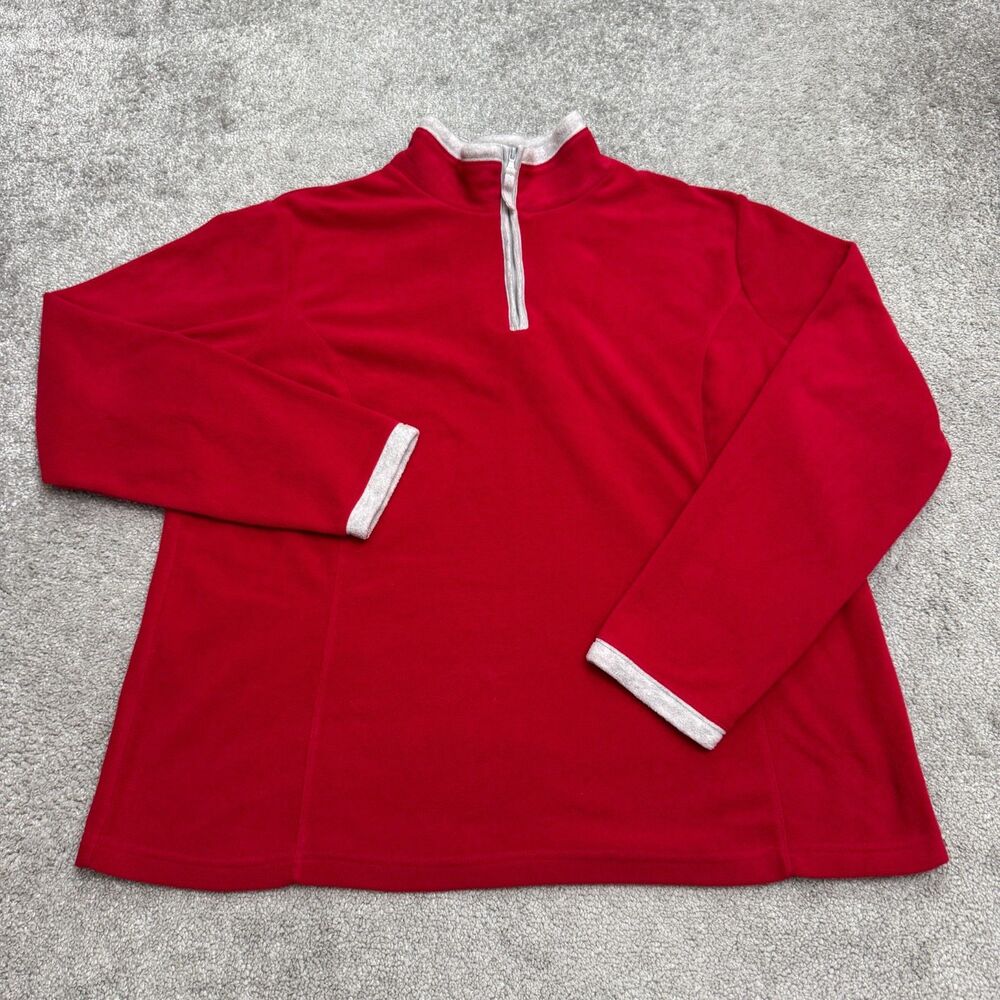 SJB Active Fleece Quarter Zip Pullover Jacket Womens XL Red Warm Contrast Trim